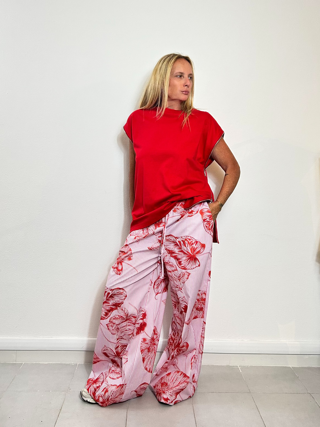 Pantalone butterfly red